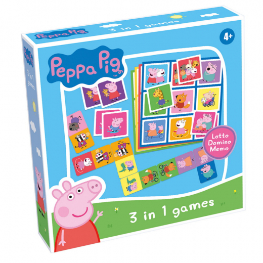 Peppa Pig - Lotto, Domino, Memo - 3 in 1 i gruppen SÄLLSKAPSSPEL hos Spelexperten (60480)