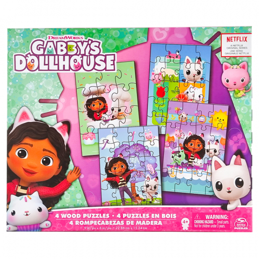 Gabby's Dollhouse - Träpussel 4 pack i gruppen PUSSEL / Barnpussel hos Spelexperten (6067990)