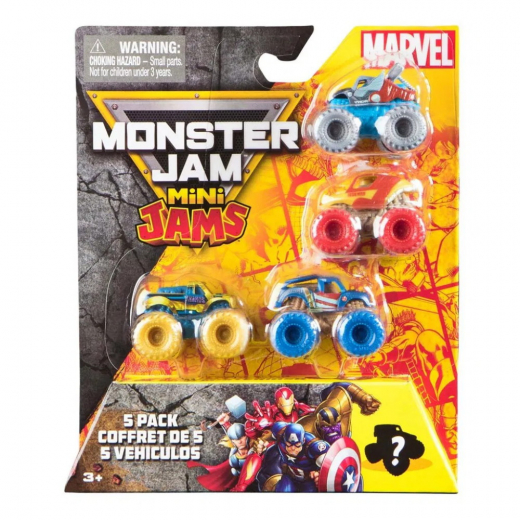 Monster Jam Mini Jams Marvel 5-Pack i gruppen LEKSAKER / Leksaksfordon hos Spelexperten (6075434)