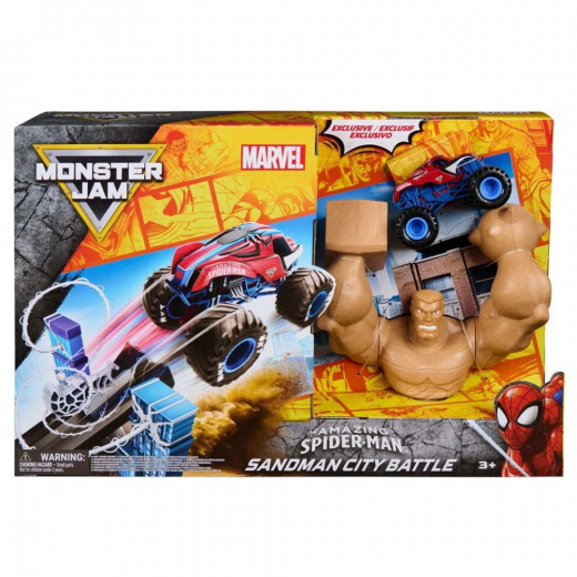 Monster Jam - Marvel Amazing Spider-Man - Sandman City Battle i gruppen LEKSAKER / Figurer och lekset / Marvel hos Spelexperten (6076523)