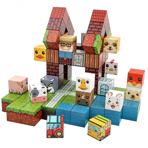 Magnetiska byggklossar - Bondgård 86 Klossar i gruppen LEKSAKER / Byggklossar / Tildas hos Spelexperten (61-2503)