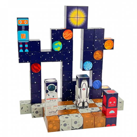 Magnetiska byggklossar - Rymden 86 Klossar i gruppen LEKSAKER / Byggklossar / Tildas hos Spelexperten (61-2506)