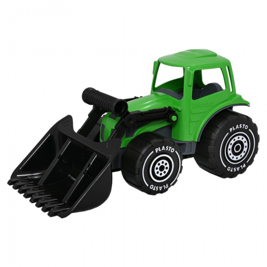 Plasto Traktor med frontlastare - Grön i gruppen LEKSAKER / Leksaksfordon / Plasto hos Spelexperten (6410310216741)