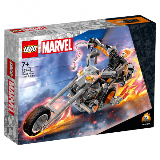 LEGO Marvel - Ghost Rider robot och cykel i gruppen LEKSAKER / LEGO / LEGO Marvel hos Spelexperten (76245)