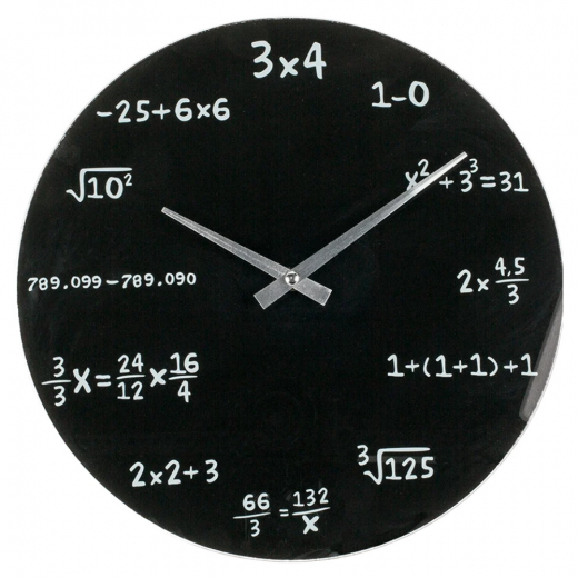 Väggklocka - Matematik, i svart glas i gruppen LEKSAKER / Roliga prylar / Roliga Presenter hos Spelexperten (79-3029)