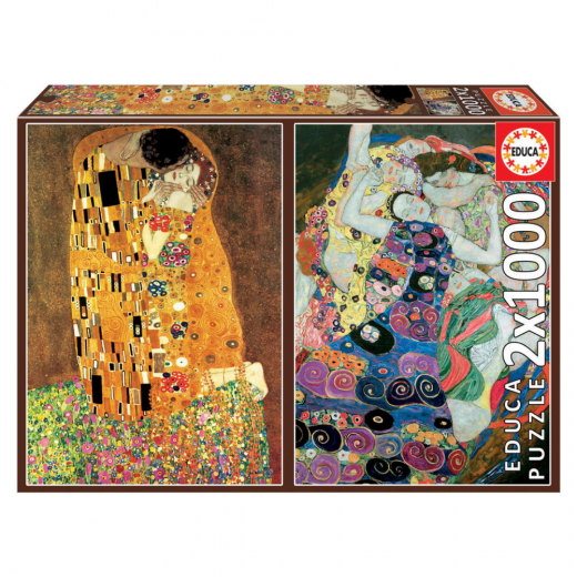 Educa Pussel: Gustav Klimt - The Kiss + The Maiden 2x1000 Bitar i gruppen PUSSEL / 1000 bitar hos Spelexperten (80-18488)