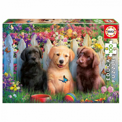 Educa pussel: Posing Puppies 100 Bitar i gruppen PUSSEL / Barnpussel hos Spelexperten (80-19994)
