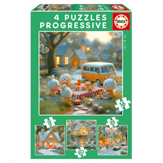 Educa Progressiva Pussel: Bunny City 12-25 Bitar i gruppen PUSSEL / < 750 bitar hos Spelexperten (80-20217)
