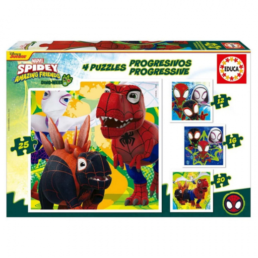 Educa Progressiva Pussel: Marvel Spidey and his Amazing Friends Dino-Webs 12-25 Bitar i gruppen PUSSEL / < 750 bitar hos Spelexperten (80-20343)