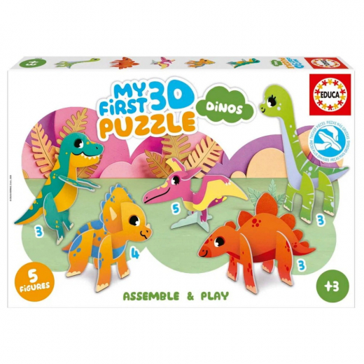 Educa My First 3D Puzzle - Dinos 18 Bitar i gruppen PUSSEL / Barnpussel hos Spelexperten (80-20434)