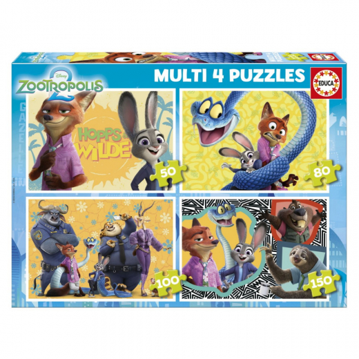 Educa Pussel: Disney Zootropolis 2 - Multi 4, 50-150 Bitar i gruppen PUSSEL / < 750 bitar hos Spelexperten (80-20464)