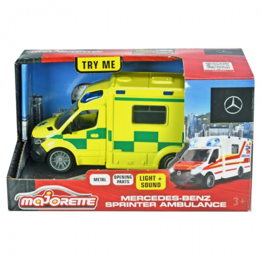 Majorette - Svensk Ambulans Mercedes-Benz Sprinter 1:43 i gruppen LEKSAKER / Leksaksfordon hos Spelexperten (8503712005033)