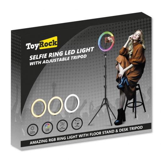 Toyrock - LED RINGLJUS 26 CM MED JUSTERBART STÖD i gruppen LEKSAKER / Inredning / Lampor hos Spelexperten (89923002)