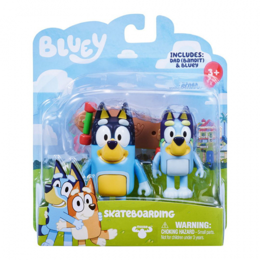 Bluey 2 pack figurer, Skateboarding  i gruppen LEKSAKER / Figurer och lekset / Bluey hos Spelexperten (90076-2)