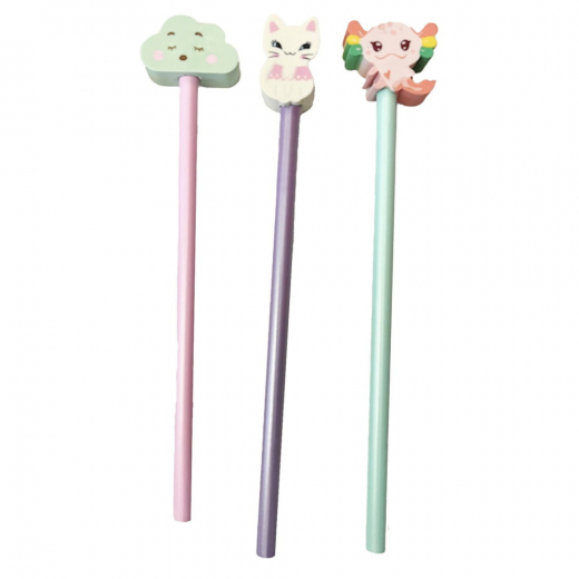 Blyertspennor med suddgummi, Pastell i gruppen LEKSAKER / Skapa & måla / Skriva och Rita / Pennor & Kritor hos Spelexperten (910401)