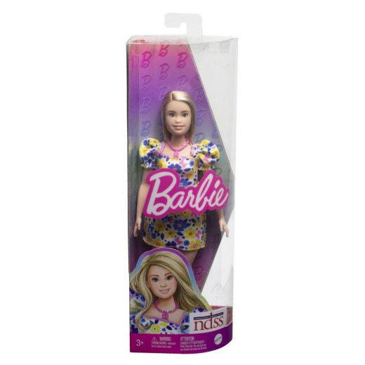 Barbie Fashionista Yellow Blue Floral Dress i gruppen LEKSAKER / Barbie / Barbie Fashionista hos Spelexperten (960-2323)
