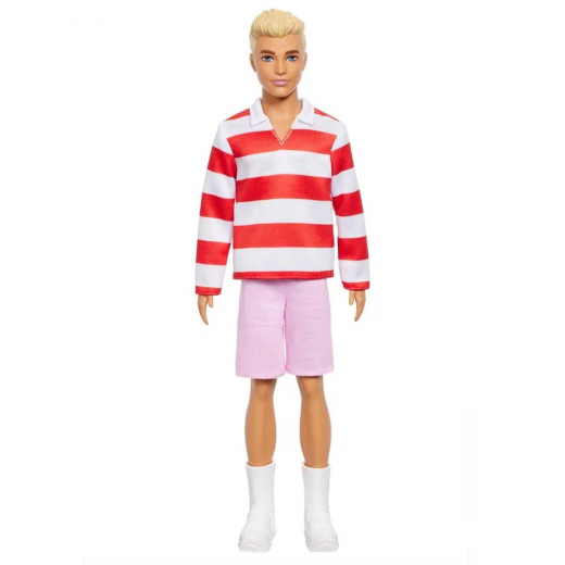 Barbie Fashionista - Ken Röda och vita ränder i gruppen LEKSAKER / Barbie / Barbie Fashionista hos Spelexperten (960-2558)