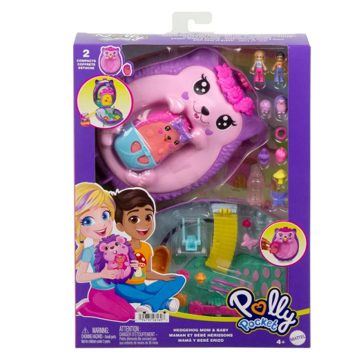 Polly Pocket Wearable Hedgehog Mom & Baby Compact i gruppen LEKSAKER / Figurer och lekset hos Spelexperten (961-2606)