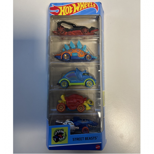 Hot Wheels 5-pack bilar - Street Beasts i gruppen LEKSAKER / Leksaksfordon / Hot Wheels hos Spelexperten (965-0138B)