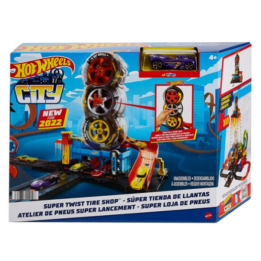 Hot Wheels City - Super Twist Tire Shop i gruppen LEKSAKER / Leksaksfordon / Hot Wheels hos Spelexperten (965-0204)