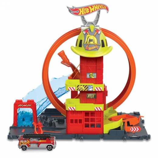 Hot Wheels Super Loop Fire Station i gruppen LEKSAKER / Leksaksfordon / Hot Wheels hos Spelexperten (965-0217)