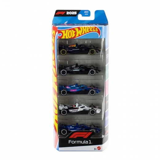Hot Wheels F-1 Racing 2025 1:64 5-Pack i gruppen LEKSAKER / Leksaksfordon / Hot Wheels hos Spelexperten (965-2633)
