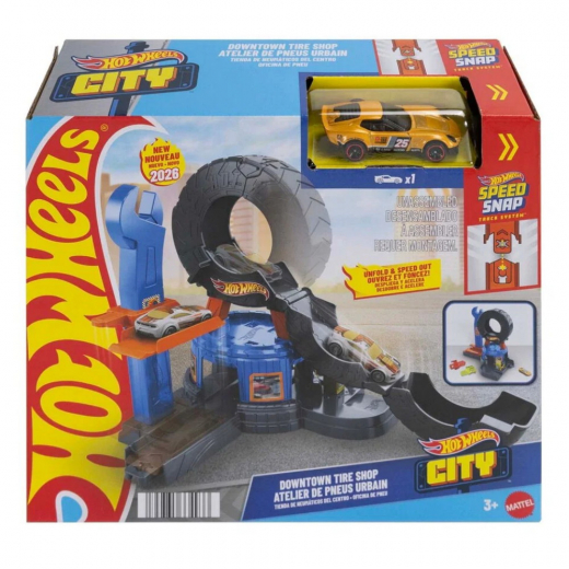 Hot Wheels City Downtown Tire Shop i gruppen LEKSAKER / Leksaksfordon / Hot Wheels hos Spelexperten (965-2650)
