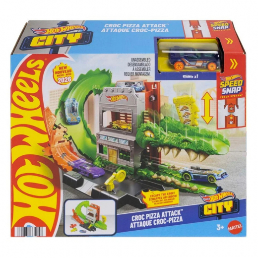 Hot Wheels City Croc Pizza Attack i gruppen LEKSAKER / Leksaksfordon / Hot Wheels hos Spelexperten (965-2651)