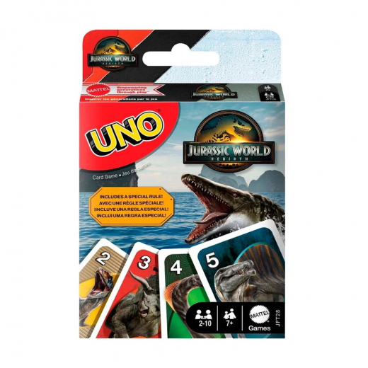 UNO Jurassic World Rebirth i gruppen SÄLLSKAPSSPEL / Familjespel hos Spelexperten (967-2552)
