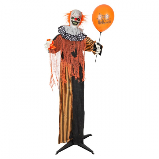 Standing Animated Clown Orange Dekoration 166 cm i gruppen LEKSAKER / Utklädnad / Halloween / Tillbehör Halloween hos Spelexperten (97716)