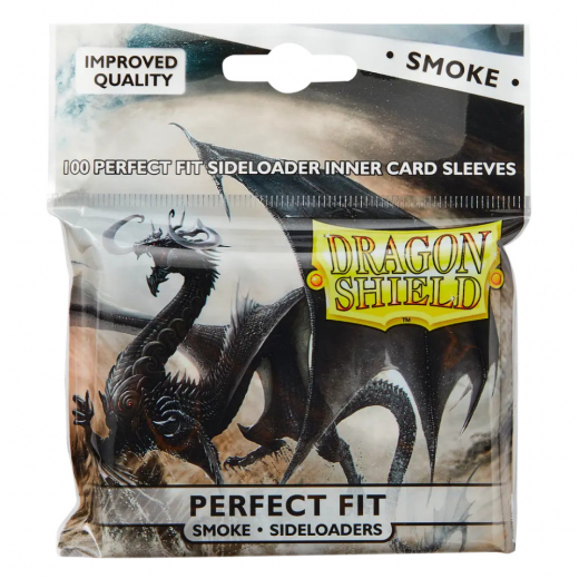 Sleeves Dragon Shield Perfect Fit Smoke Sideloaders - 63 x 88 mm i gruppen SÄLLSKAPSSPEL / Tillbehör / Sleeves hos Spelexperten (AT13123)