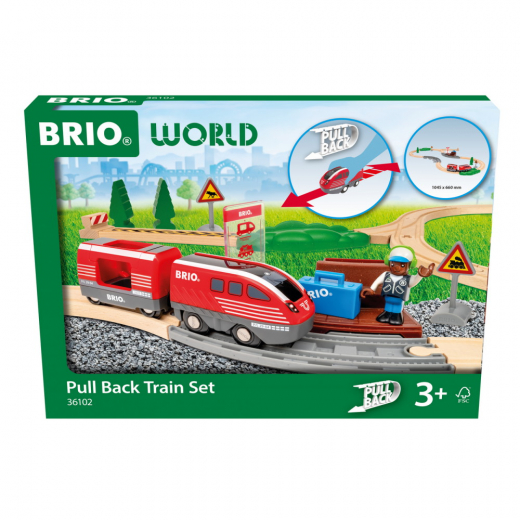 Brio Pull Back Train Set i gruppen LEKSAKER / BRIO trätåg / Tågset hos Spelexperten (B-36102)