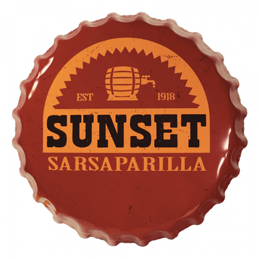 Fallout Sunset Sarsaparilla Bottle Cap Tin Sign i gruppen LEKSAKER / Samlarprylar / Fallout Samlarprylar hos Spelexperten (B-FLT84)