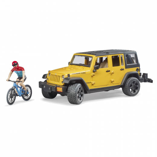 Bruder Jeep Wrangler Rubicon Unlimited med 1 mountainbike och cyklist i gruppen LEKSAKER / Leksaksfordon / Bruder hos Spelexperten (BR2543)