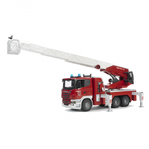 Bruder Scania R-Series Brandbil med stege, vattenpump, ljud och ljus i gruppen  hos Spelexperten (BR3590)