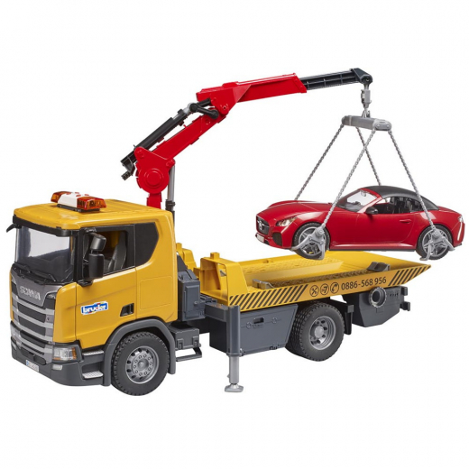Bruder MAN TGS Dragbil med BRUDER roadster och Ljus- och ljudmodul i gruppen LEKSAKER / Leksaksfordon / Bruder hos Spelexperten (BR3750)