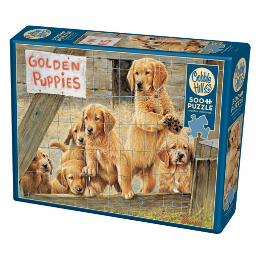 Cobble Hill Pussel - Golden Puppies 500 Bitar i gruppen PUSSEL / < 750 bitar hos Spelexperten (CH85019)
