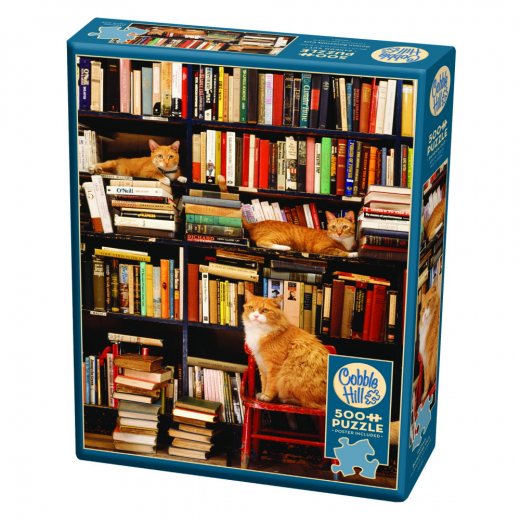 Cobble Hill Pussel - Gotham Bookstore Cats 500 Bitar i gruppen  hos Spelexperten (CH85080)