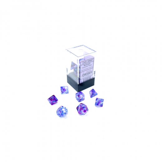 Dice Set 7 Mini Nebula Nocturnal/Blue Luminary i gruppen SÄLLSKAPSSPEL / Tillbehör / Tärningar & tillbehör hos Spelexperten (CHX20557)