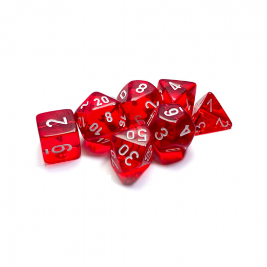 Dice Set 7 Translucent Red/White i gruppen SÄLLSKAPSSPEL / Tillbehör / Tärningar & tillbehör hos Spelexperten (CHX23074)