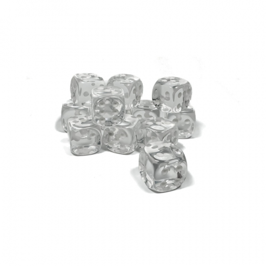 Dice Set D6 Translucent Clear/White 16 mm i gruppen SÄLLSKAPSSPEL / Tillbehör / Tärningar & tillbehör hos Spelexperten (CHX23601)