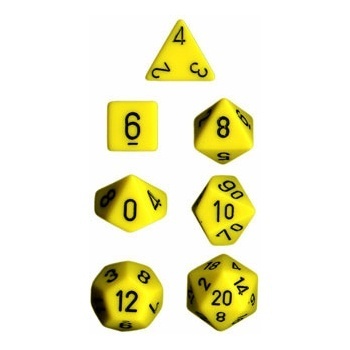 Dice Set 7 Opaque Yellow/Black i gruppen SÄLLSKAPSSPEL / Tillbehör / Tärningar & tillbehör hos Spelexperten (CHX25402)