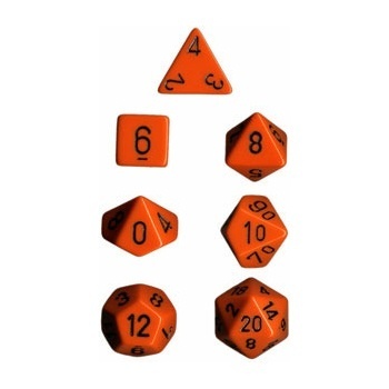 Dice Set 7 Opaque Orange/Black i gruppen SÄLLSKAPSSPEL / Tillbehör / Tärningar & tillbehör hos Spelexperten (CHX25403)