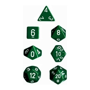 Dice Set 7 Opaque Green/White i gruppen SÄLLSKAPSSPEL / Tillbehör / Tärningar & tillbehör hos Spelexperten (CHX25405)