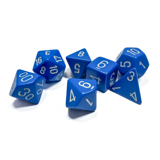 Dice Set 7 Opaque Blue/White i gruppen SÄLLSKAPSSPEL hos Spelexperten (CHX25406)