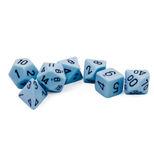 Dice Set 7 Opaque Pastel Blue/black i gruppen SÄLLSKAPSSPEL / Tillbehör / Tärningar & tillbehör hos Spelexperten (CHX25466)