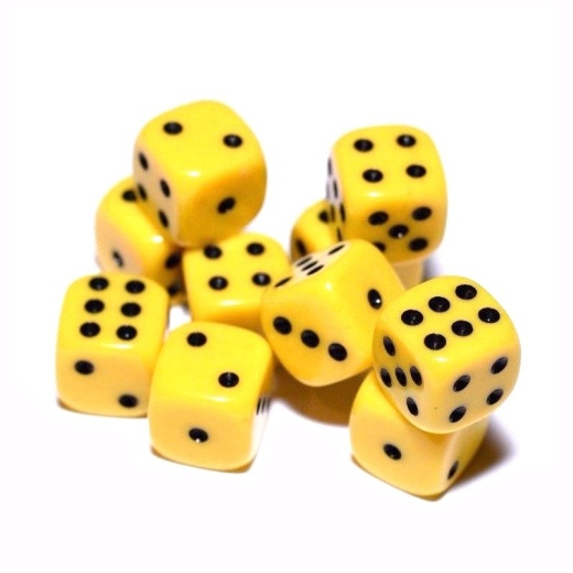 Dice Set D6 Opaque Yellow/Black 16 mm i gruppen SÄLLSKAPSSPEL / Tillbehör / Tärningar & tillbehör hos Spelexperten (CHX25602)