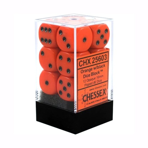 Dice Set D6 Opaque Orange/Black 16 mm i gruppen SÄLLSKAPSSPEL / Tillbehör / Tärningar & tillbehör hos Spelexperten (CHX25603)