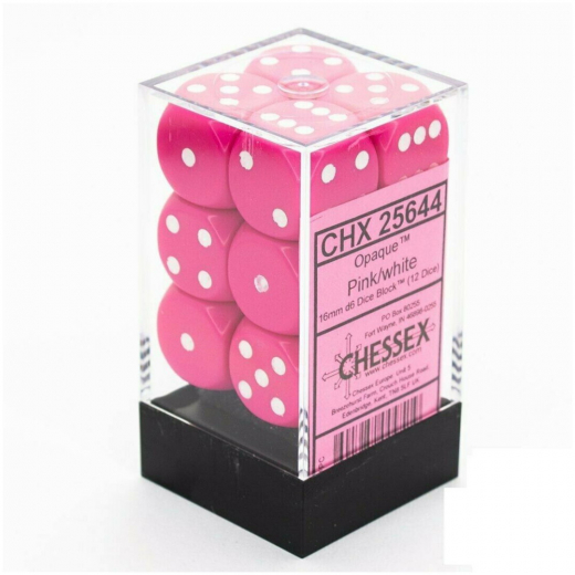 Dice Set D6 Opaque Pink/White 16 mm i gruppen SÄLLSKAPSSPEL / Tillbehör / Tärningar & tillbehör hos Spelexperten (CHX25644)
