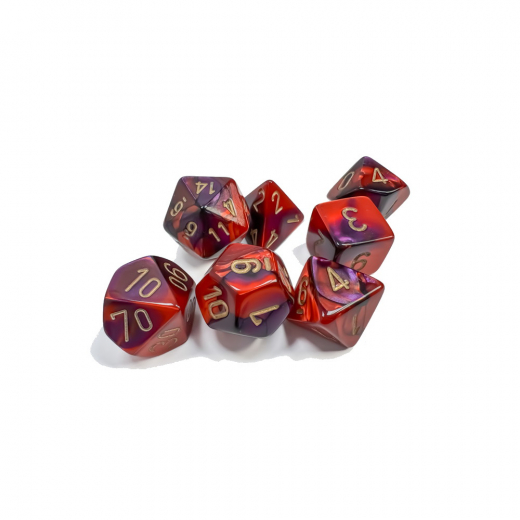 Dice Set 7 Gemini Purple-Red/Gold i gruppen SÄLLSKAPSSPEL / Tillbehör hos Spelexperten (CHX26426)